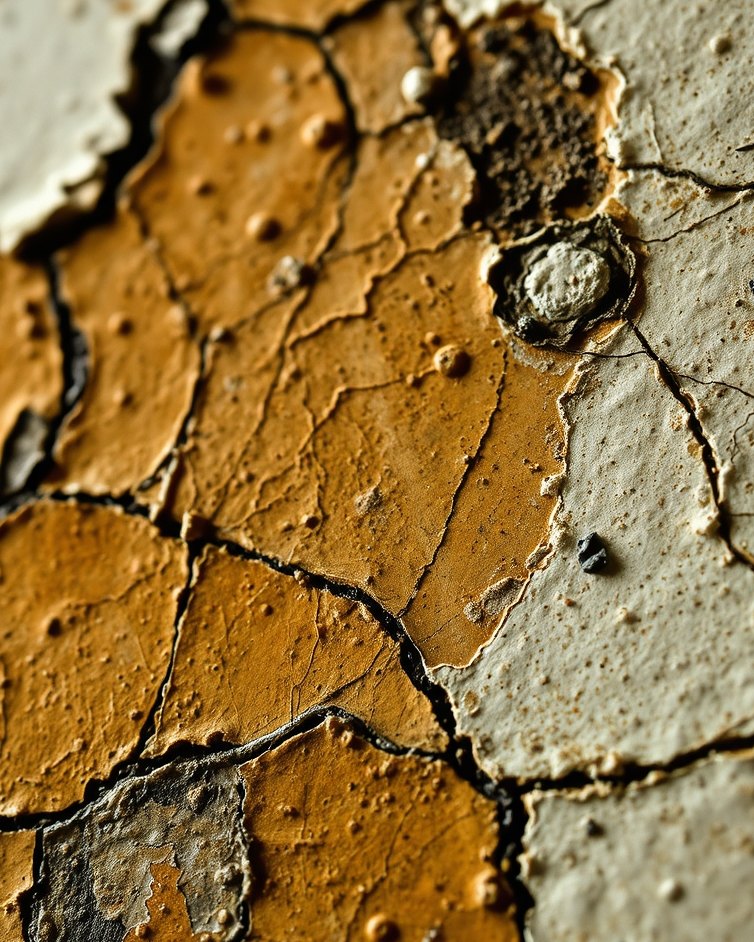 Detail of a handmade mixed-media surface — plaster, wax and graphite